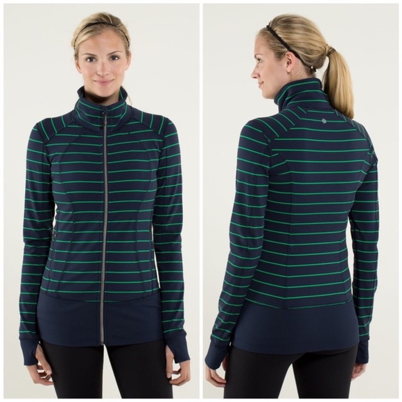 lululemon athletica Jackets & Blazers - Lululemon Nice Asana Jacket Slalom Stripe Inkwell / Inkwell Navy Women’s size 10